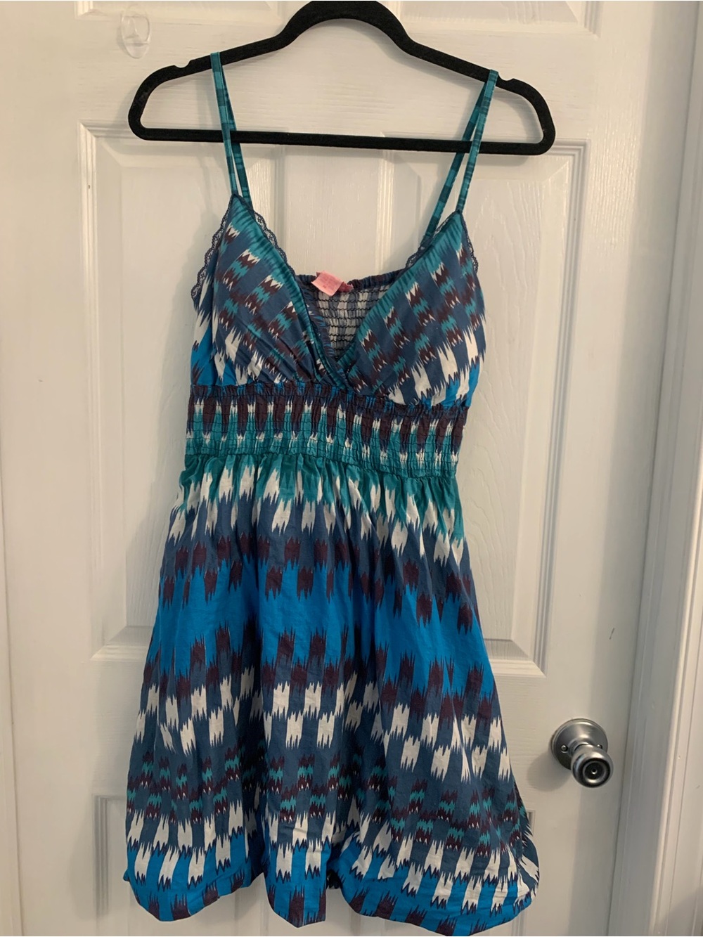 Blue Patterned Spaghetti Strap Summer Dress. Size medium $10
